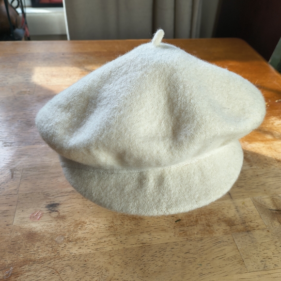 Vintage Normandy ultrabasque white cream colored wool beret newsboy hat - Picture 2 of 9